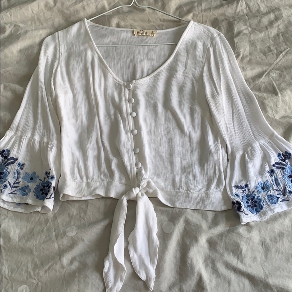 Hollister Button-Up Embroidered Blouse